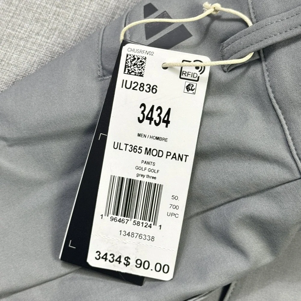 Adidas Golf MOD Chino Pants Mens 36x35 Gray Polyester Spandex Stretch Flat Front